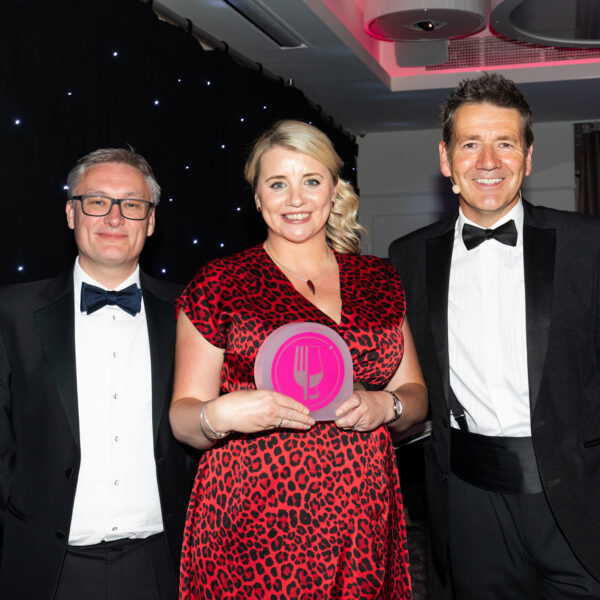 Pauline collecting the Sustainability award at the North East Food & Drink Awards