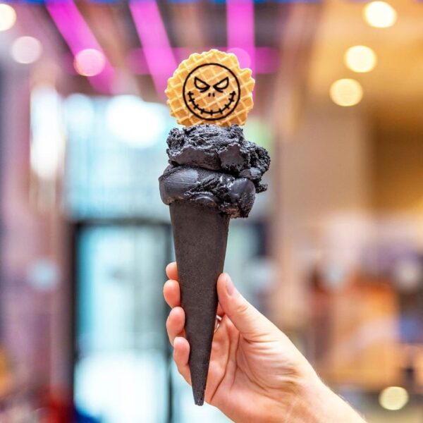 Black Vanilla ice cream special for Halloween